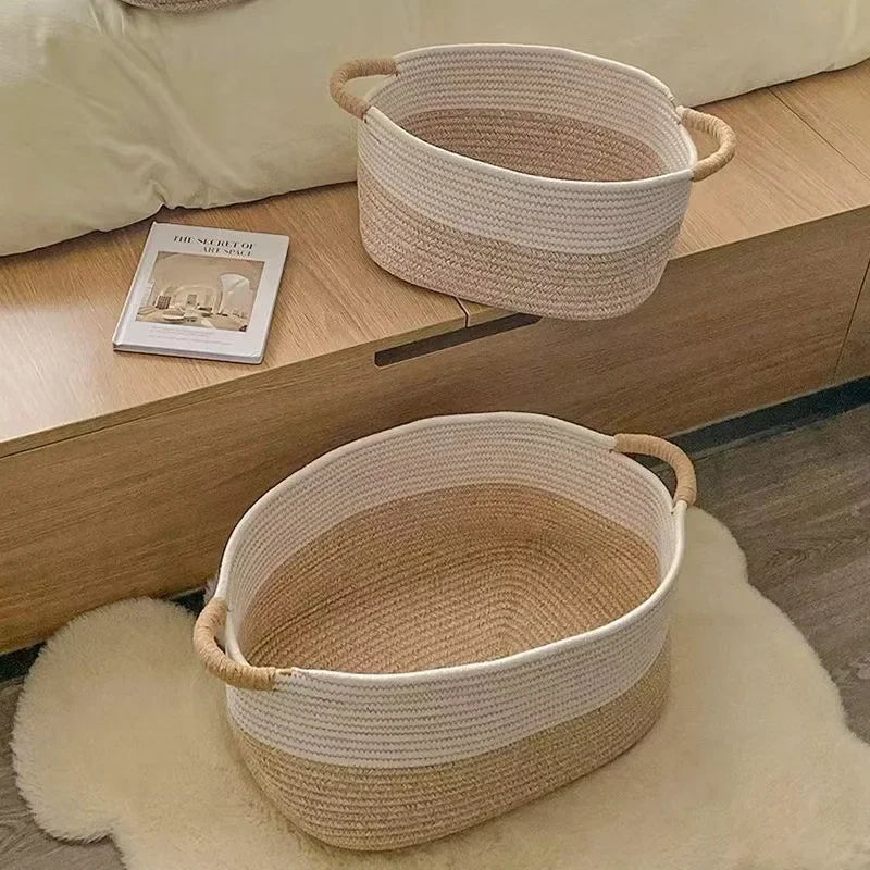 Panier de rangement en corde tressée
