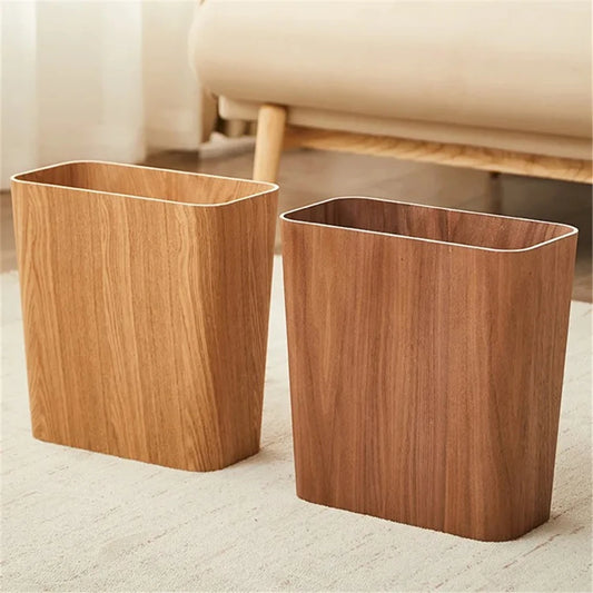 Poubelle de salle de bain en bois