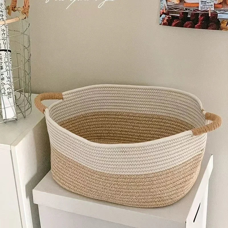 Panier de rangement en corde tressée