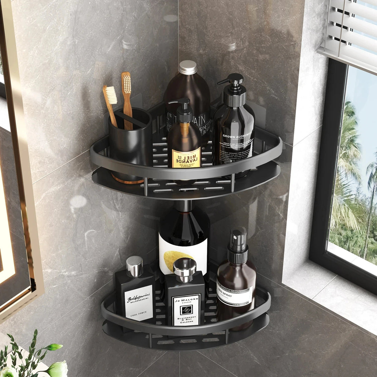 Étagère de douche en aluminium, sans perçage