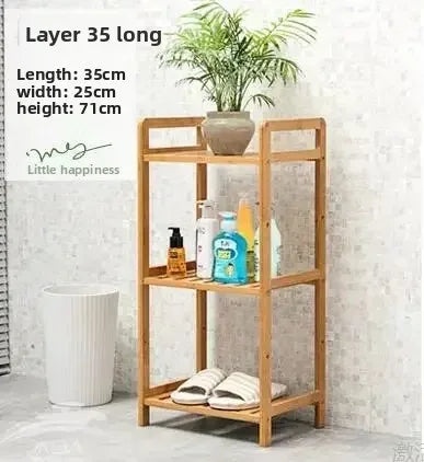 Étagère de salle de bain en bambou, hauteur réglable