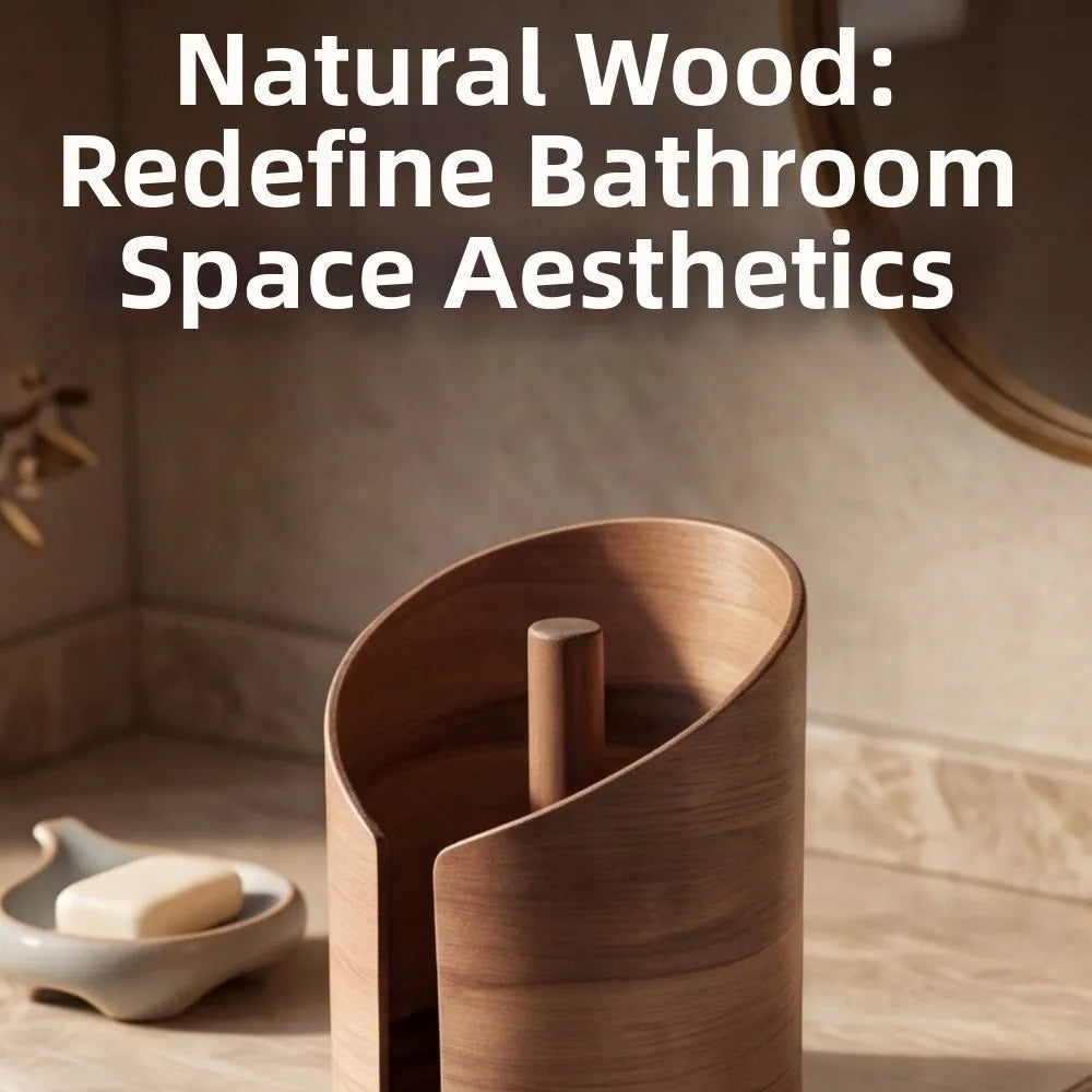 Dérouleur de papier toilette en bois, à poser