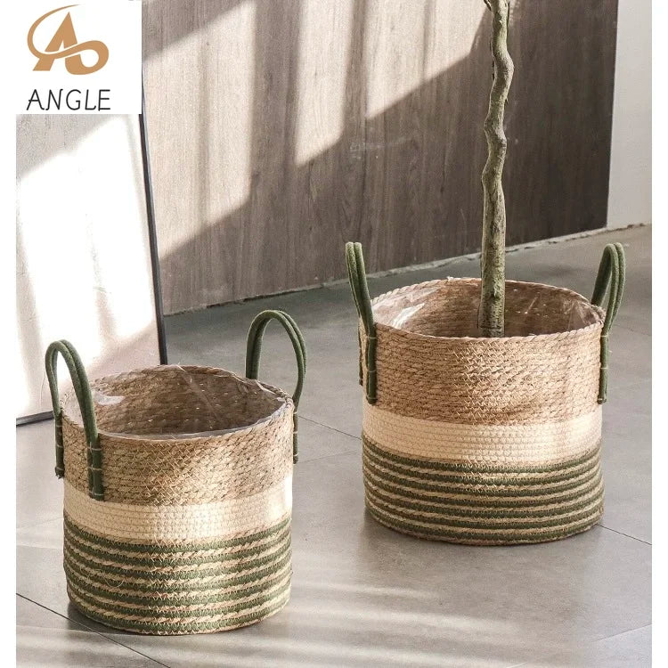 Panier en jonc de mer tressé