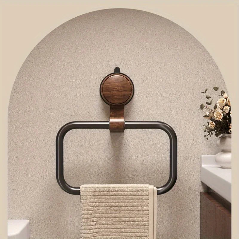 Anneau porte-serviette en noyer, sans perçage