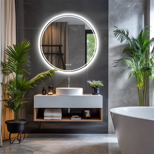 Miroir rond lumineux 80 cm, anti-buée