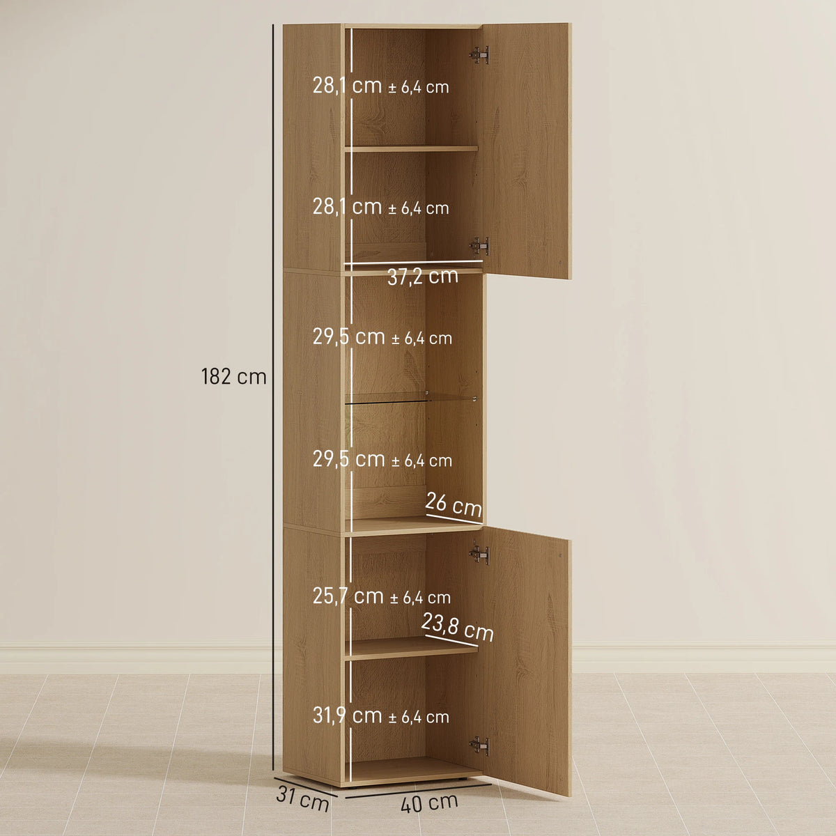 Colonne de salle de bain étroite, 6 niveaux