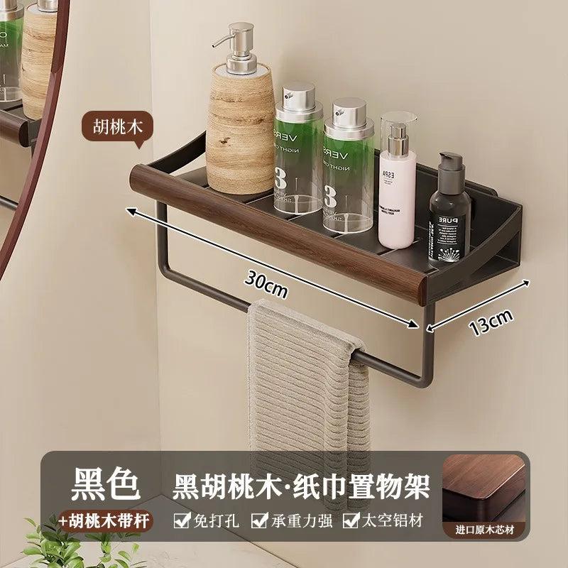 Étagère de douche en bois, sans perçage
