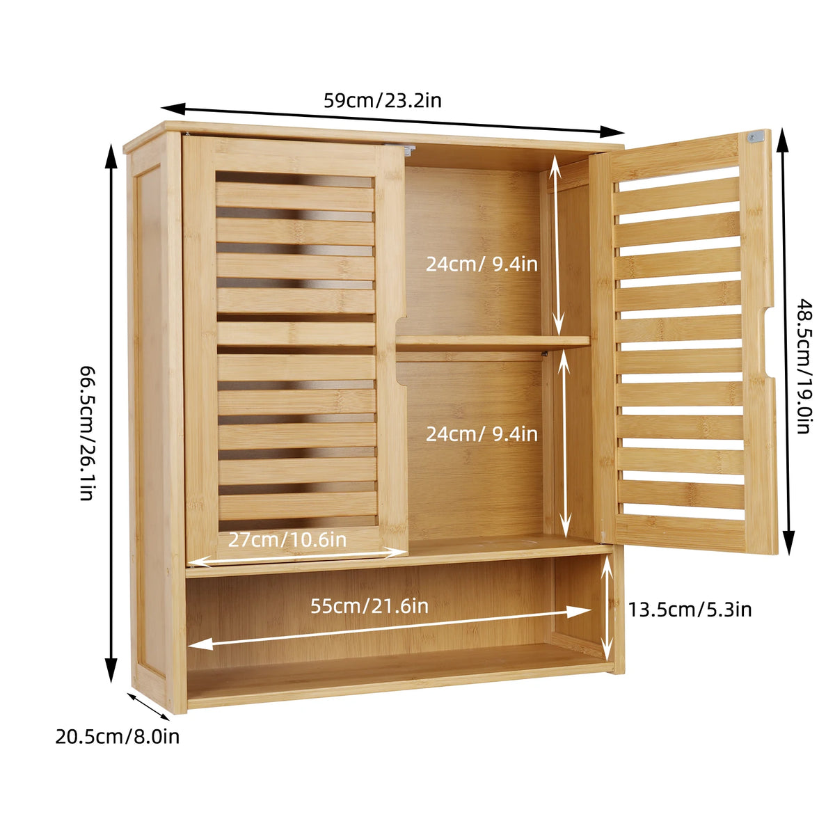Armoire de toilette murale en bambou