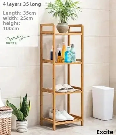Étagère de salle de bain en bambou, hauteur réglable