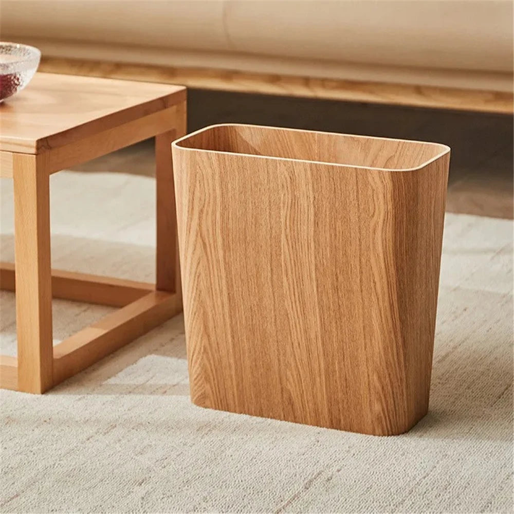Poubelle de salle de bain en bois