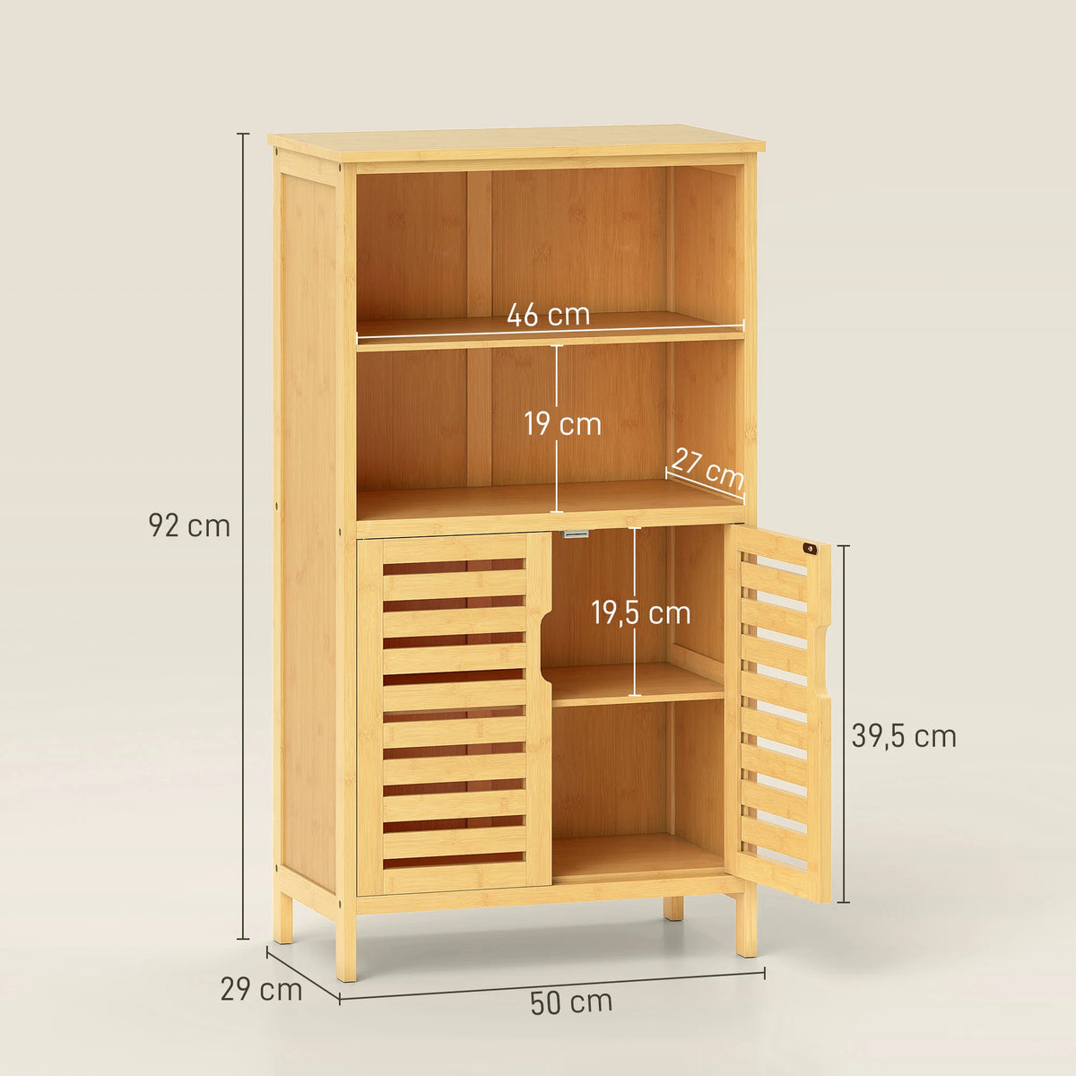 Meuble d'appoint en bambou, 2 portes