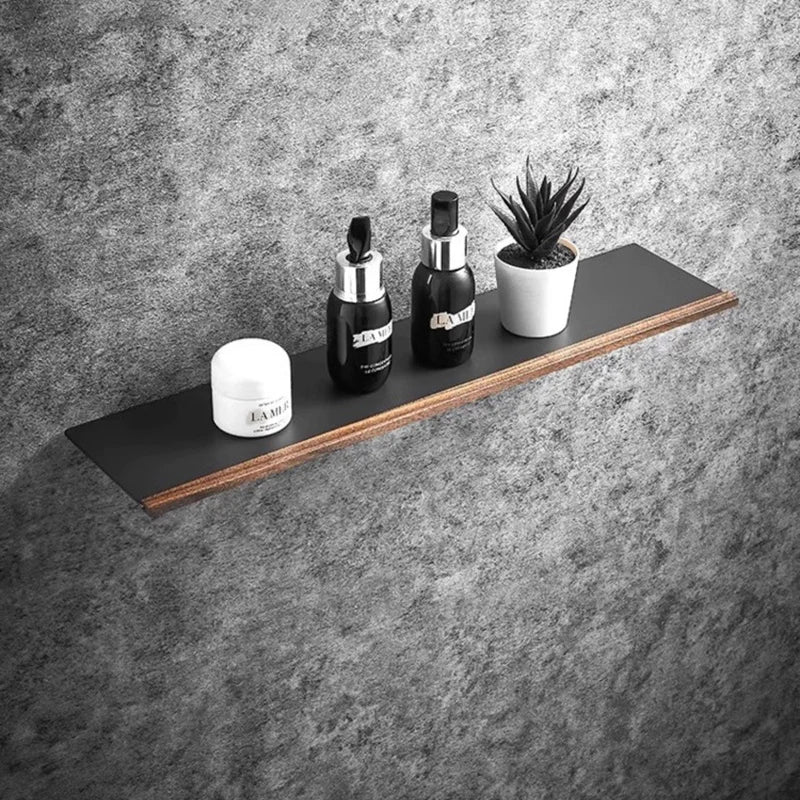 Étagère de douche en aluminium, finition noyer