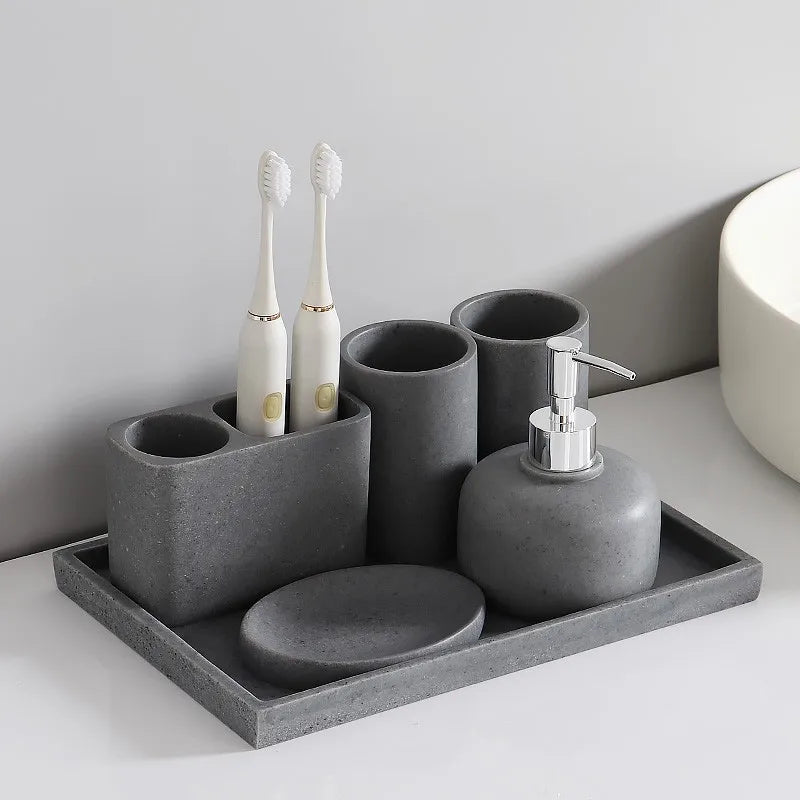 Set de vasque : distributeur, porte-brosses et plateau