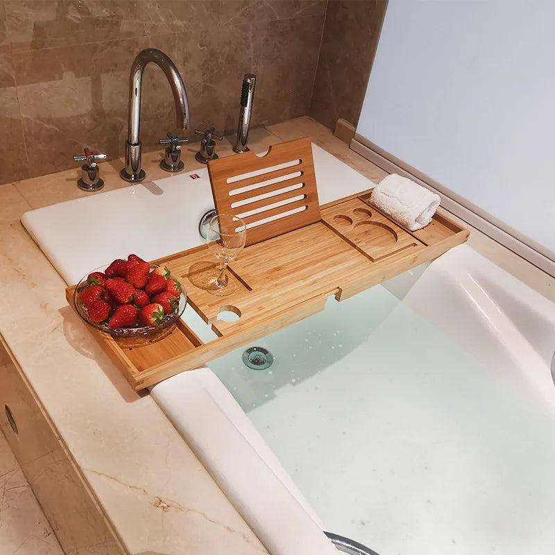 Plateau de baignoire extensible en bambou