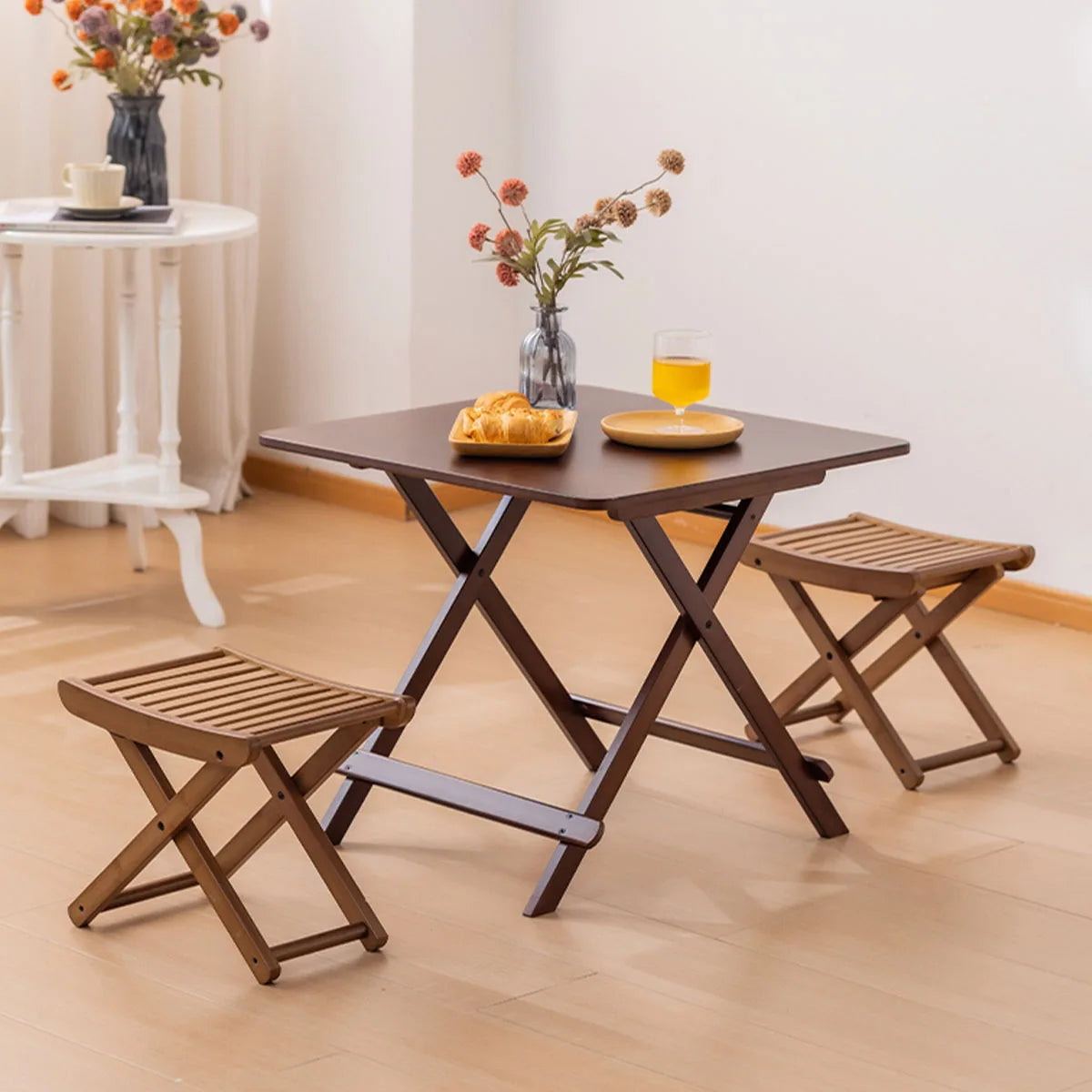 Tabouret de douche pliant en bambou