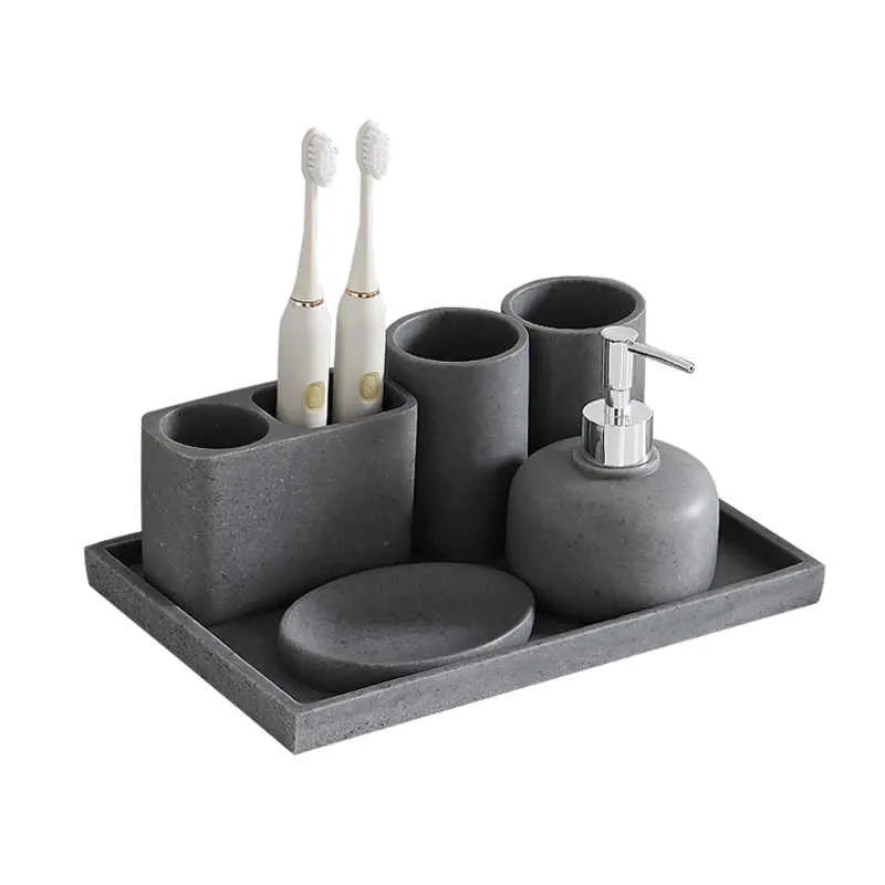 Set de vasque : distributeur, porte-brosses et plateau