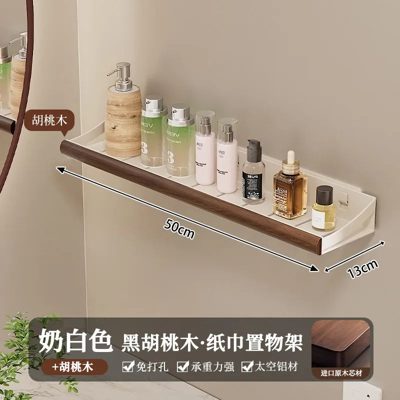 Étagère de douche en bois, sans perçage