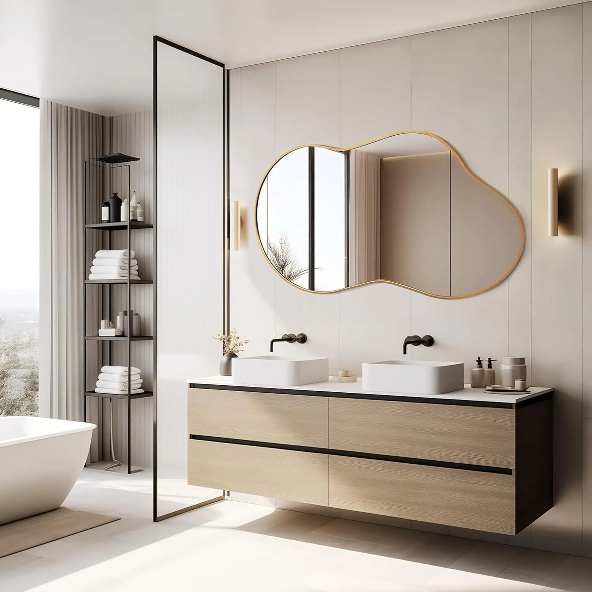 Miroir organique à cadre métal noir