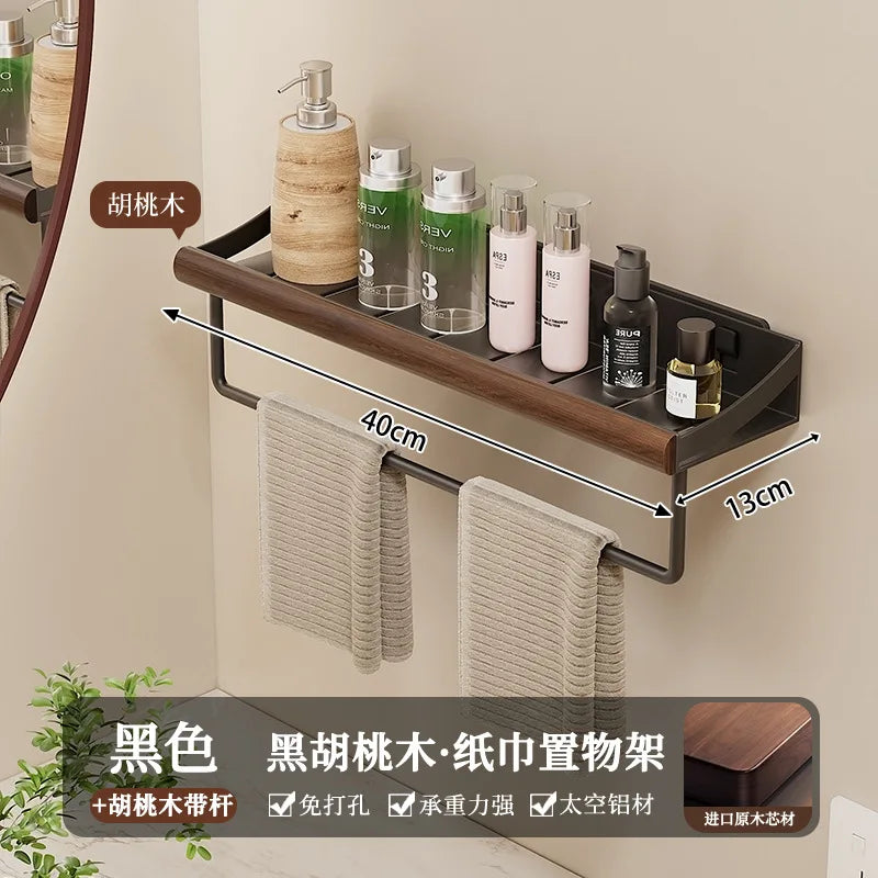 Étagère de douche en bois, sans perçage