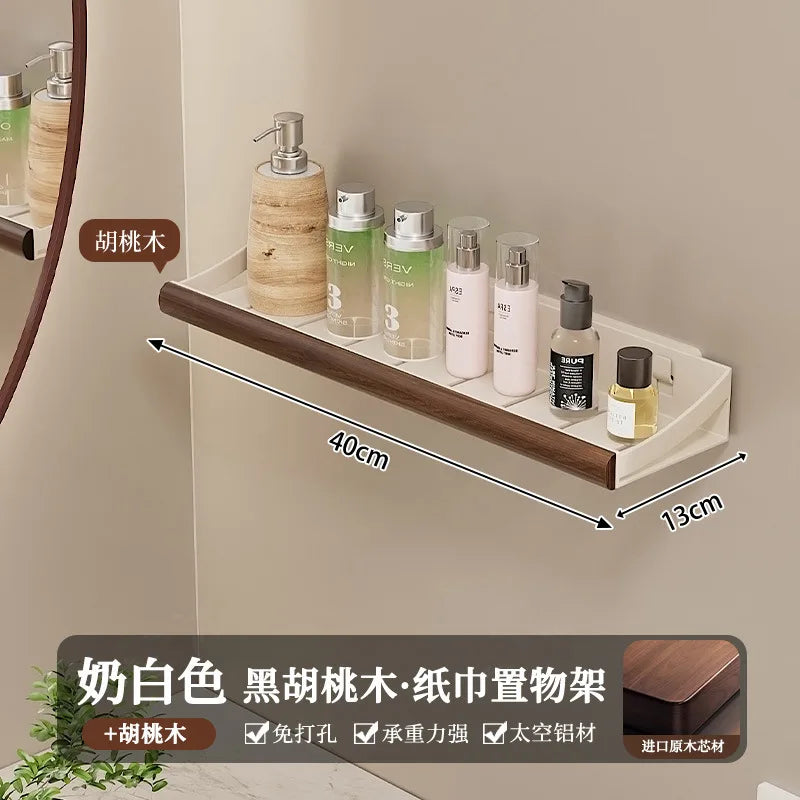 Étagère de douche en bois, sans perçage
