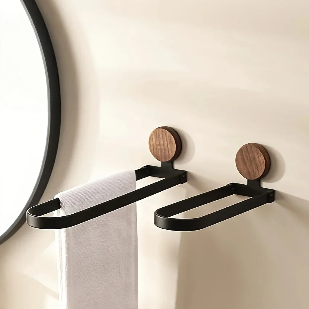 Porte-serviettes pliant en bois massif, sans perçage