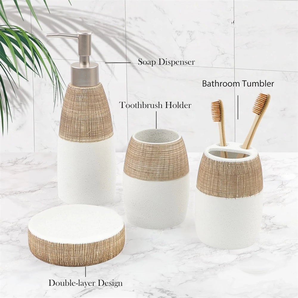 Set de salle de bain en céramique, 4 pièces