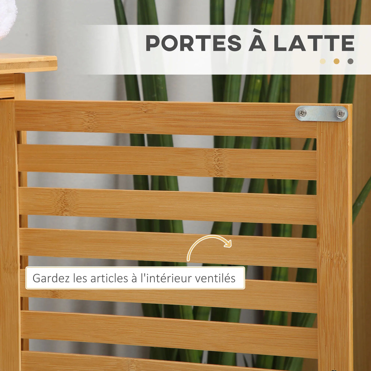 Meuble sous-vasque en bambou, 2 portes
