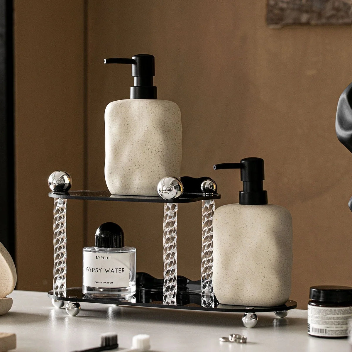 Distributeur de savon en céramique, wabi-sabi