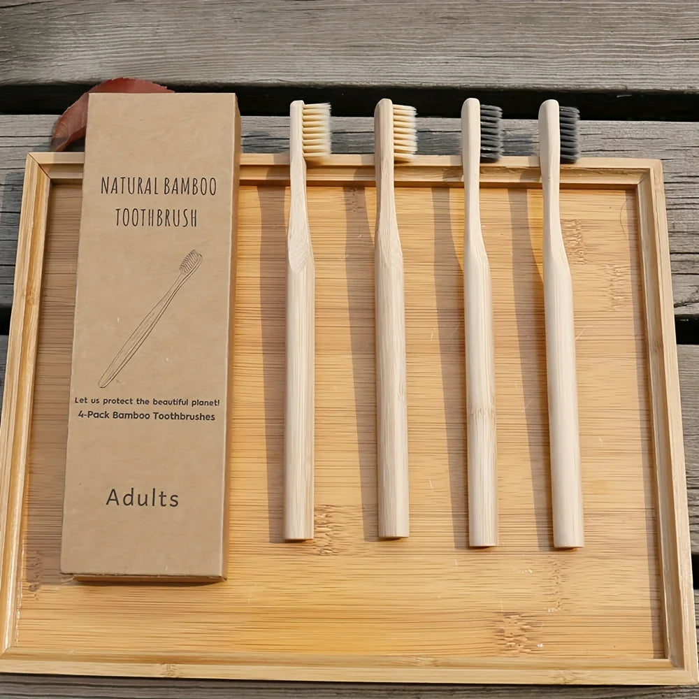 Brosses à dents en bambou, lot de 4