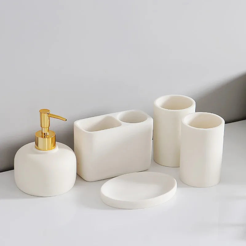 Set de vasque : distributeur, porte-brosses et plateau