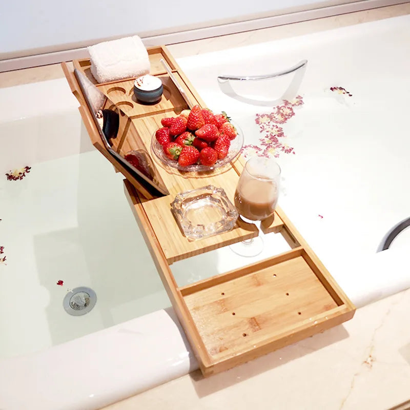 Plateau de baignoire extensible en bambou
