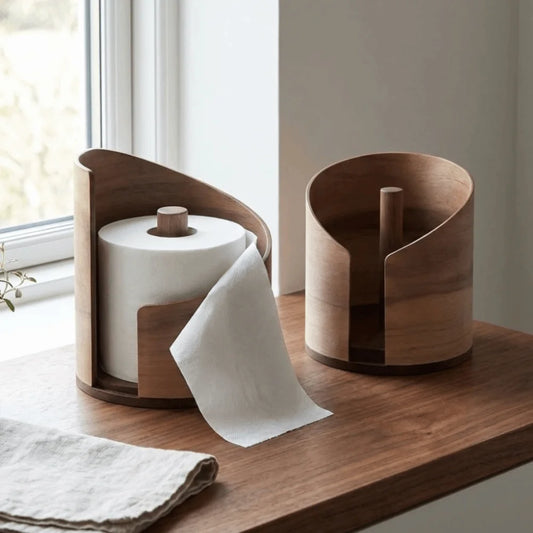 Dérouleur de papier toilette en bois, à poser