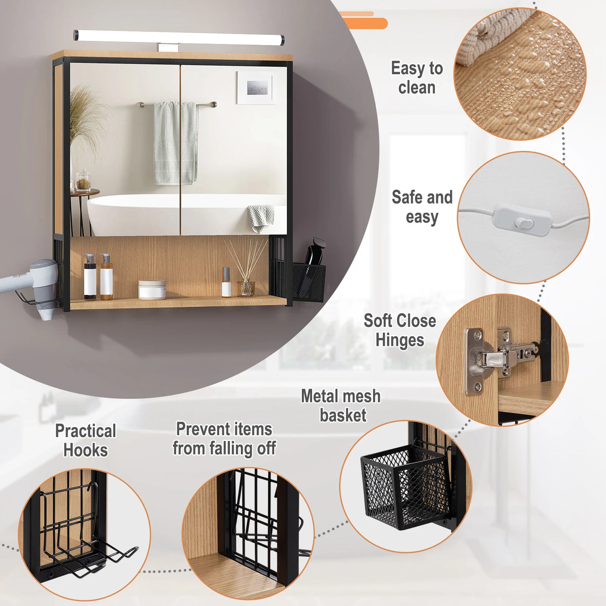 Armoire de toilette à miroir LED