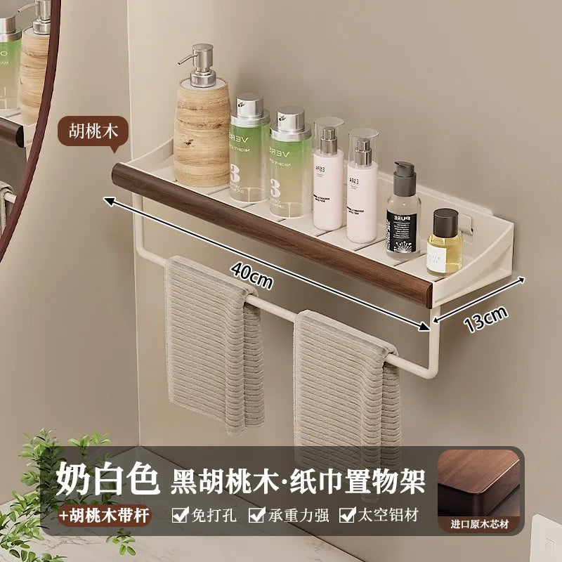 Étagère de douche en bois, sans perçage