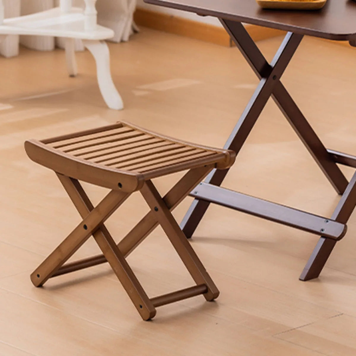 Tabouret de douche pliant en bambou