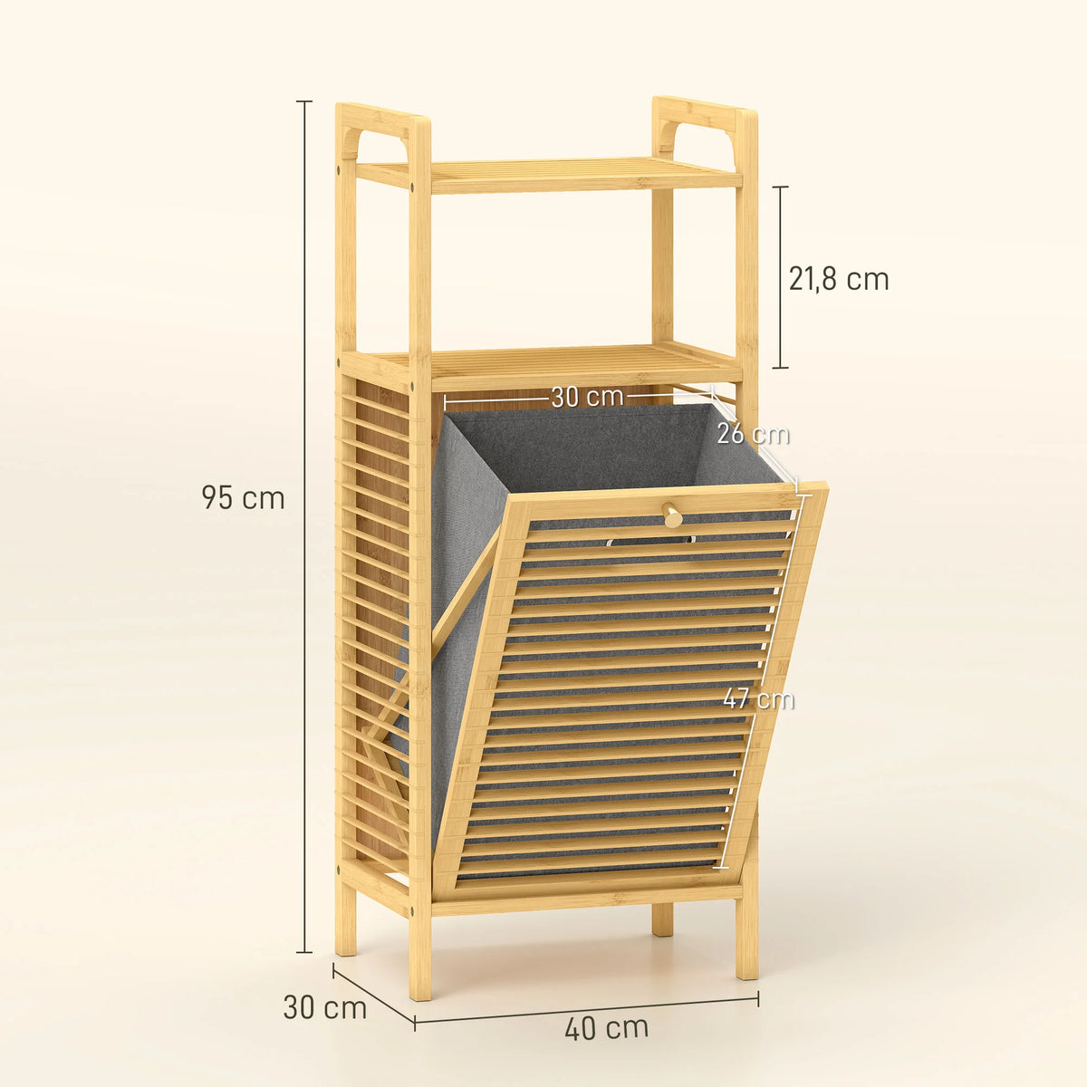 Panier à linge en bambou avec étagères