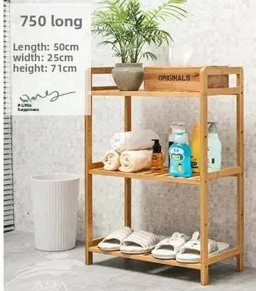Étagère de salle de bain en bambou, hauteur réglable