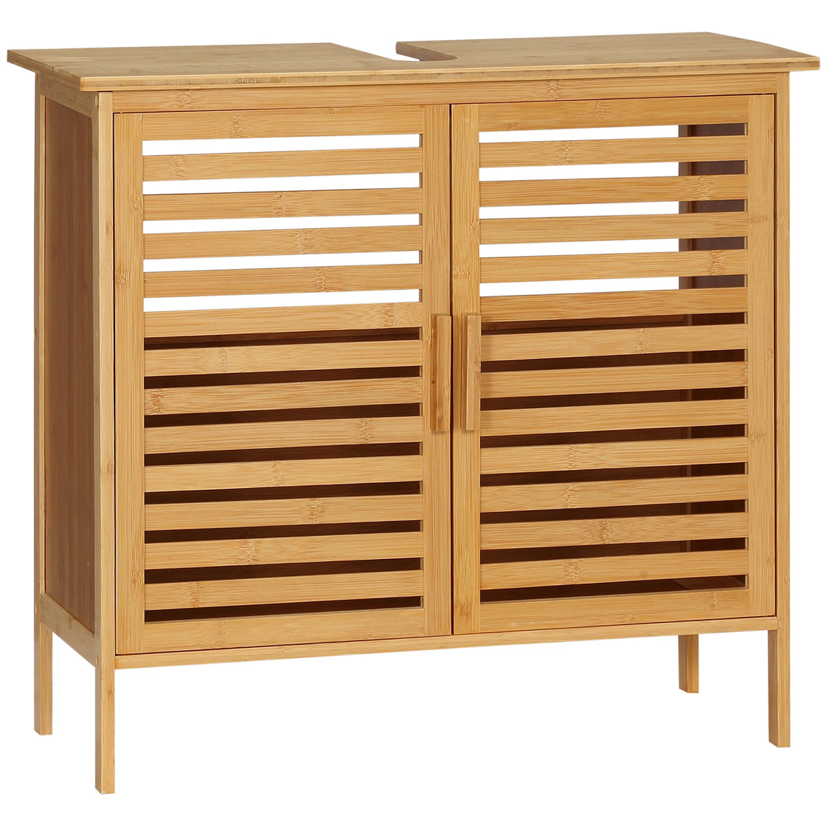 Meuble sous-vasque en bambou, 2 portes
