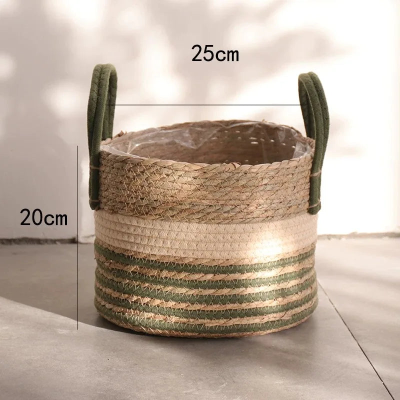 Panier en jonc de mer tressé