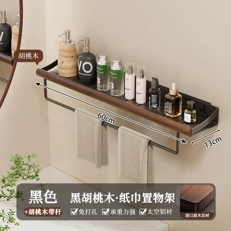 Étagère de douche en bois, sans perçage