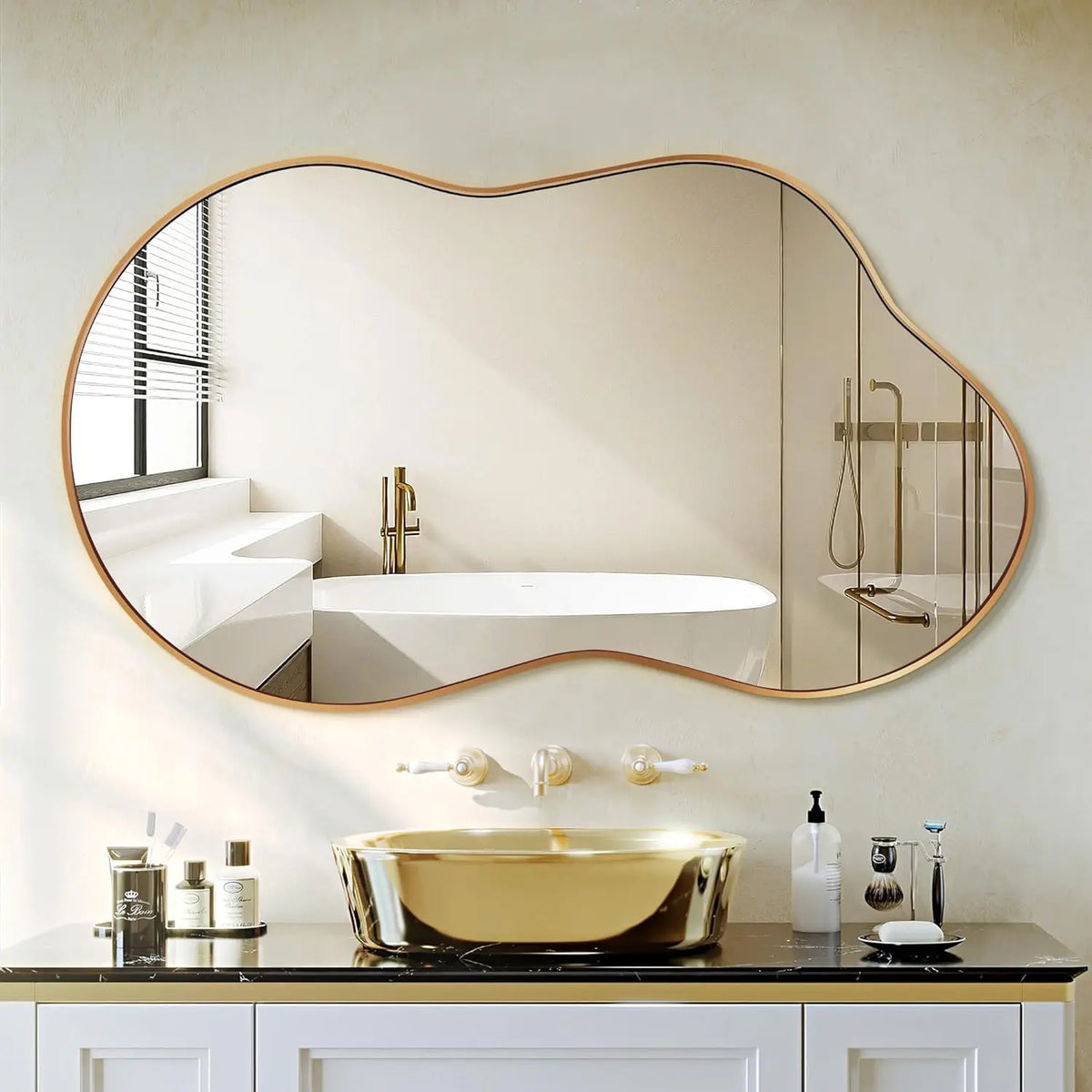 Miroir organique à cadre métal noir