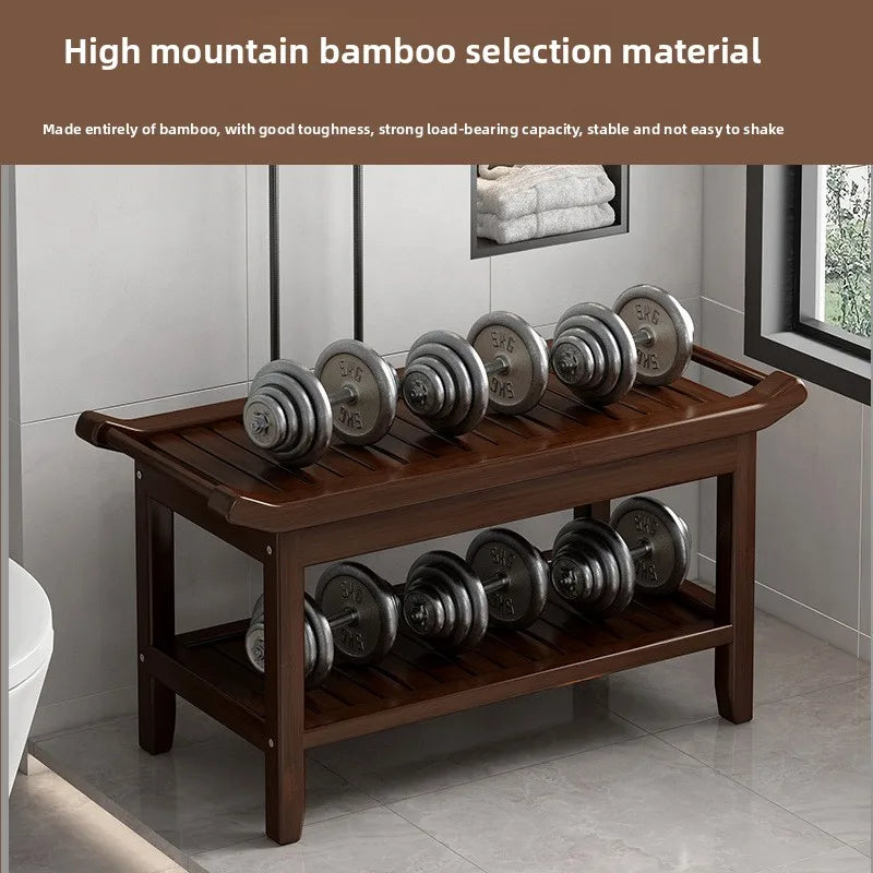 Tabouret de salle de bain en bambou, antidérapant