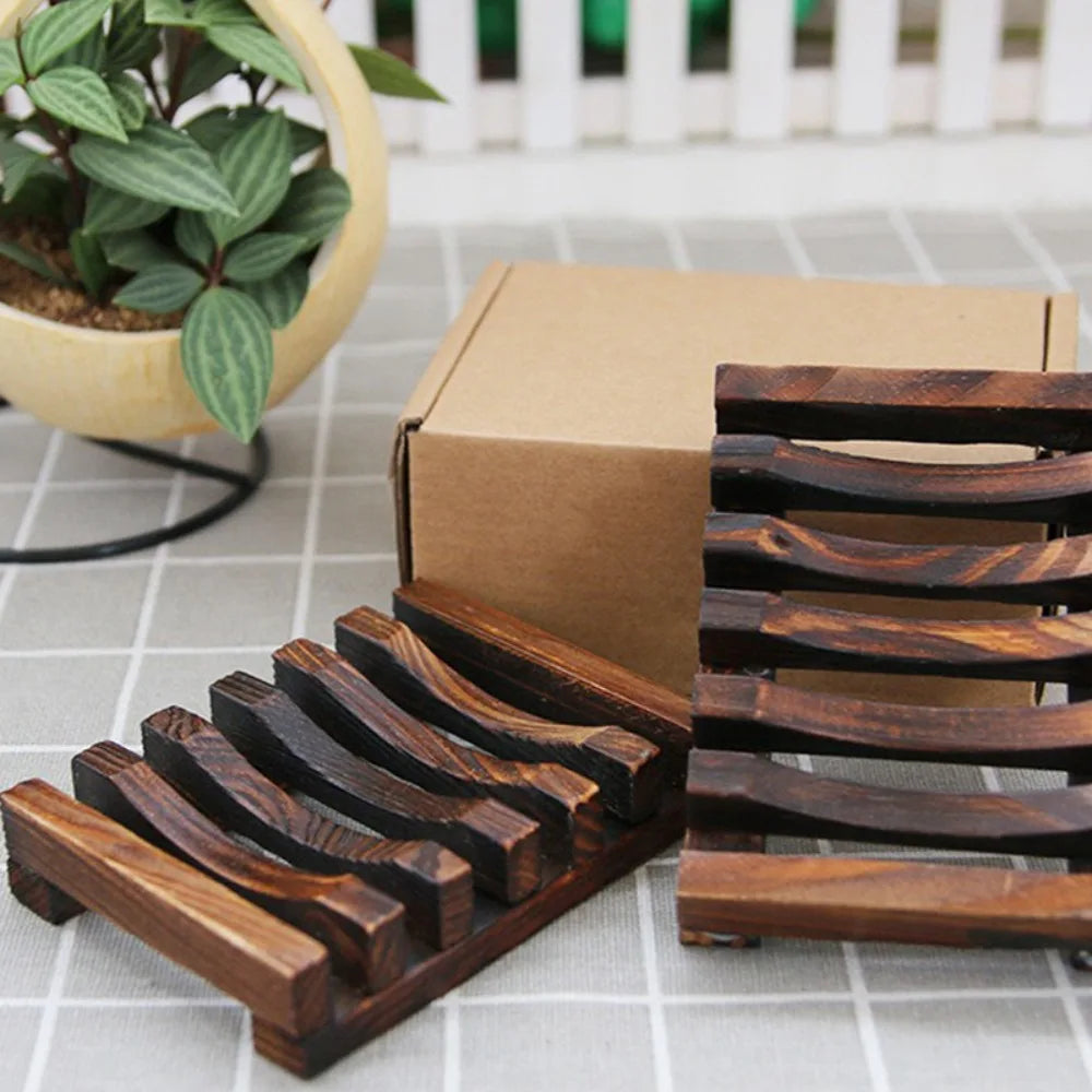 Porte-savon égouttoir en bois