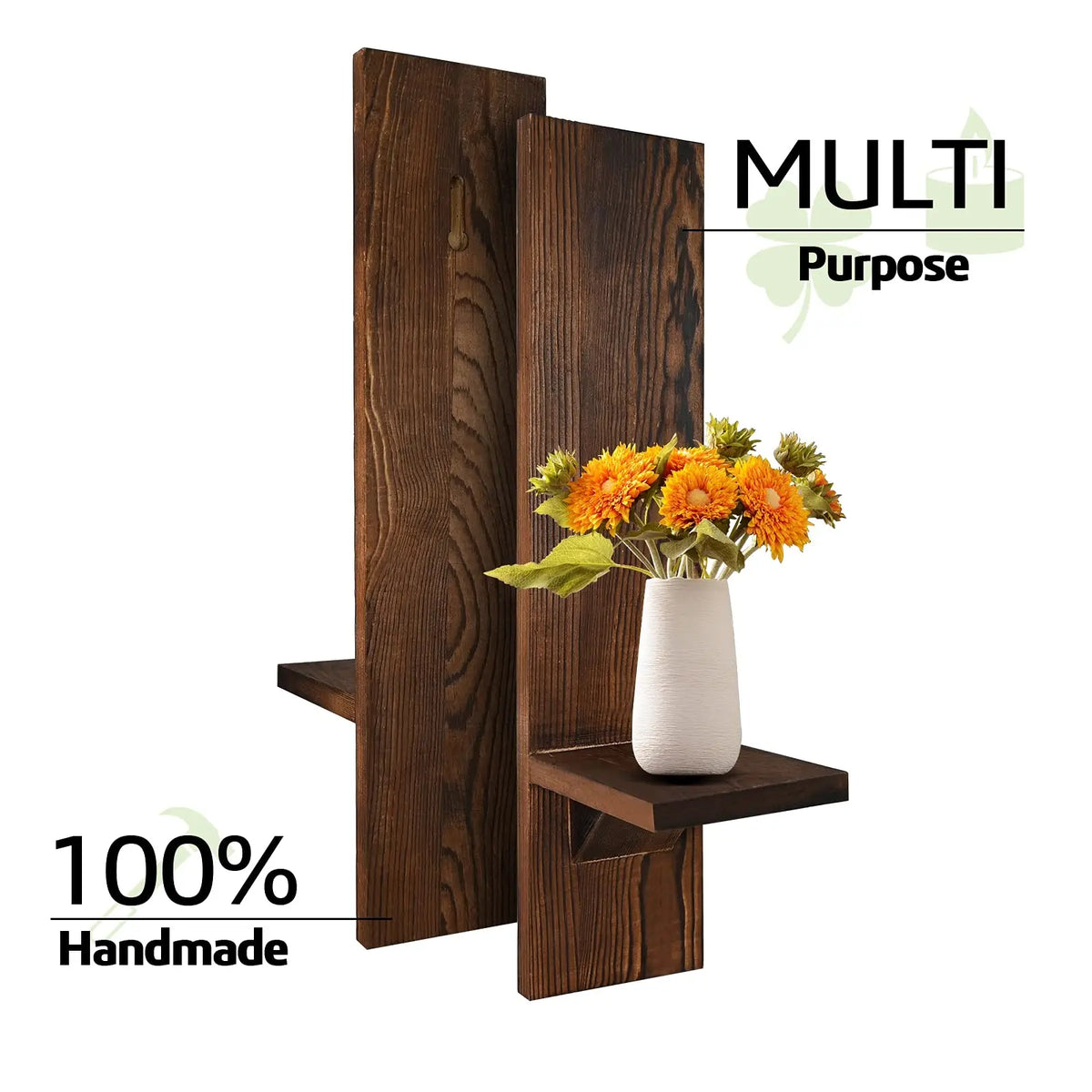 Appliques murales à bougies en bois, lot de 2