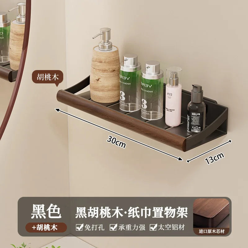 Étagère de douche en bois, sans perçage