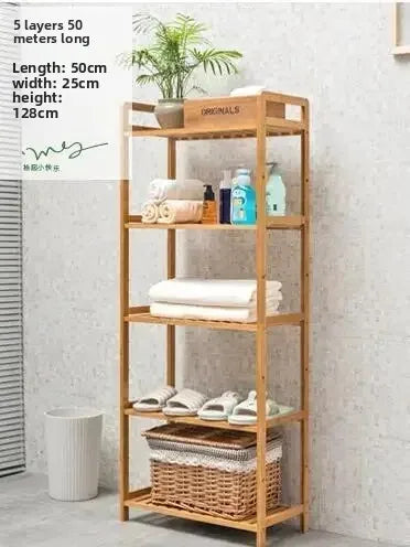 Étagère de salle de bain en bambou, hauteur réglable