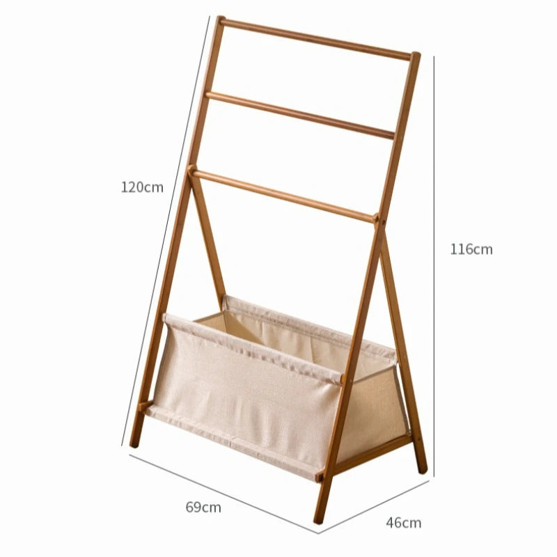 Échelle à serviettes en bambou avec housse de rangement