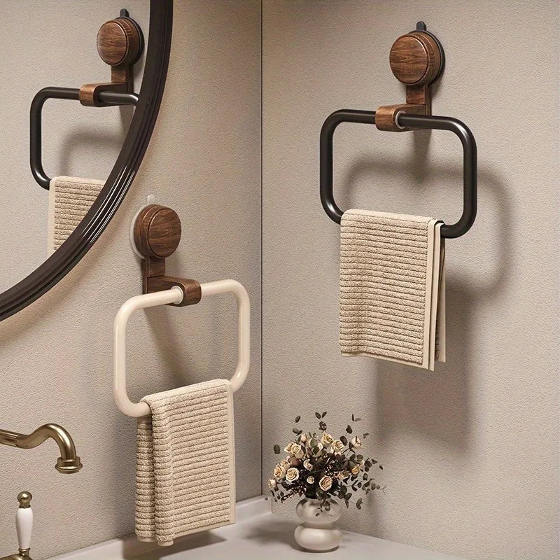 Anneau porte-serviette en noyer, sans perçage