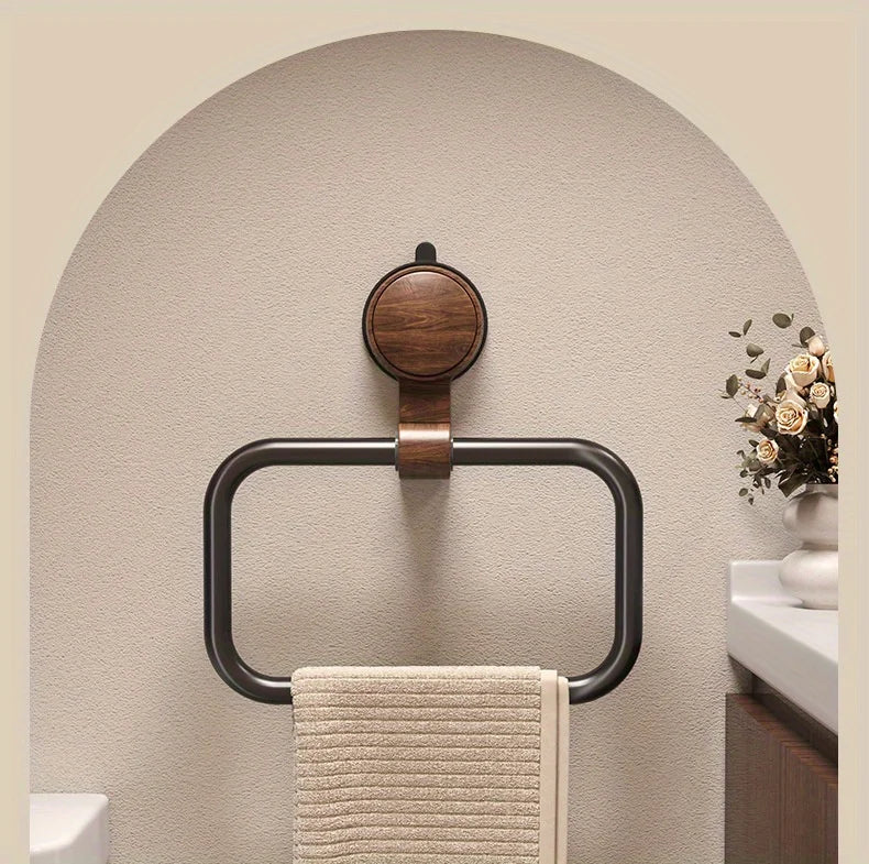 Anneau porte-serviette en noyer, sans perçage