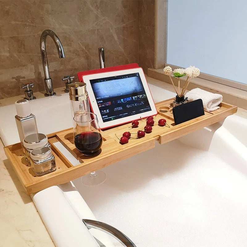 Plateau de baignoire extensible en bambou